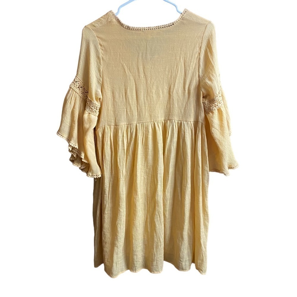 Umgee Yellow Bell Sleeve Flowy Boho Tunic Dress Size Small - Picture 2 of 6
